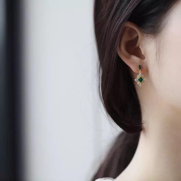 Emerald Baroque Earrings - Daphne