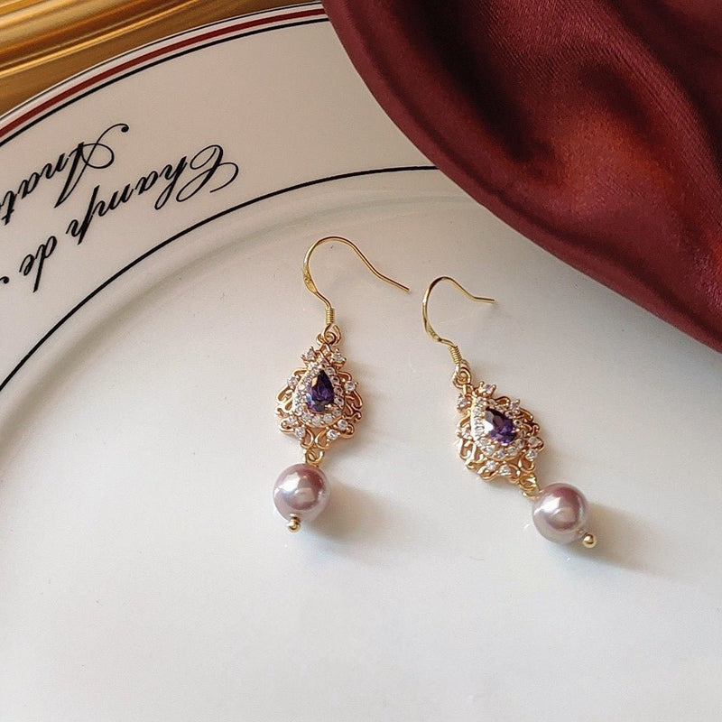 Savannah Amethyst Pearl Earrings