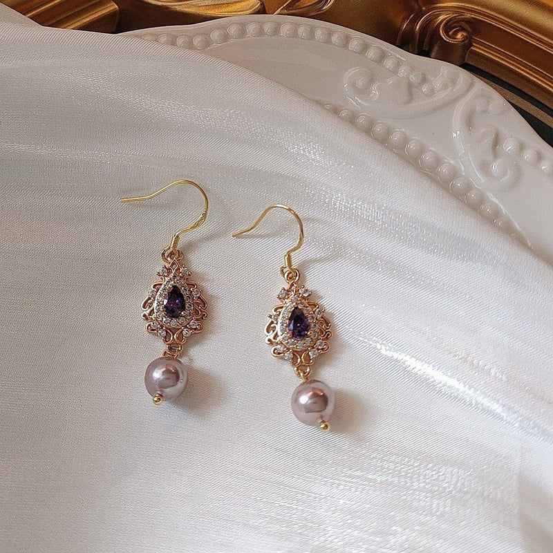 Savannah Amethyst Pearl Earrings