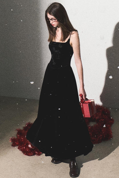 Velvet Embroidered Mini Dress