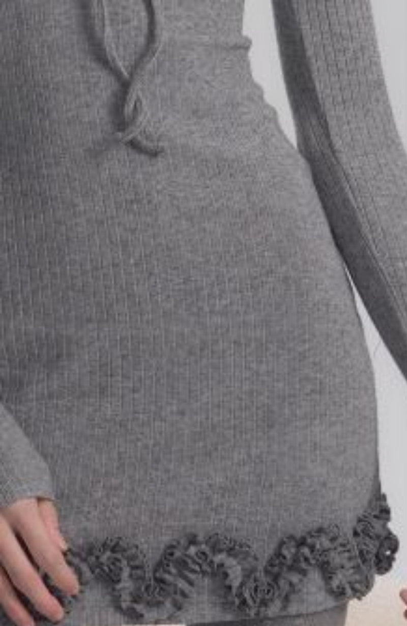 Ribbed Ruffle Mini Dress