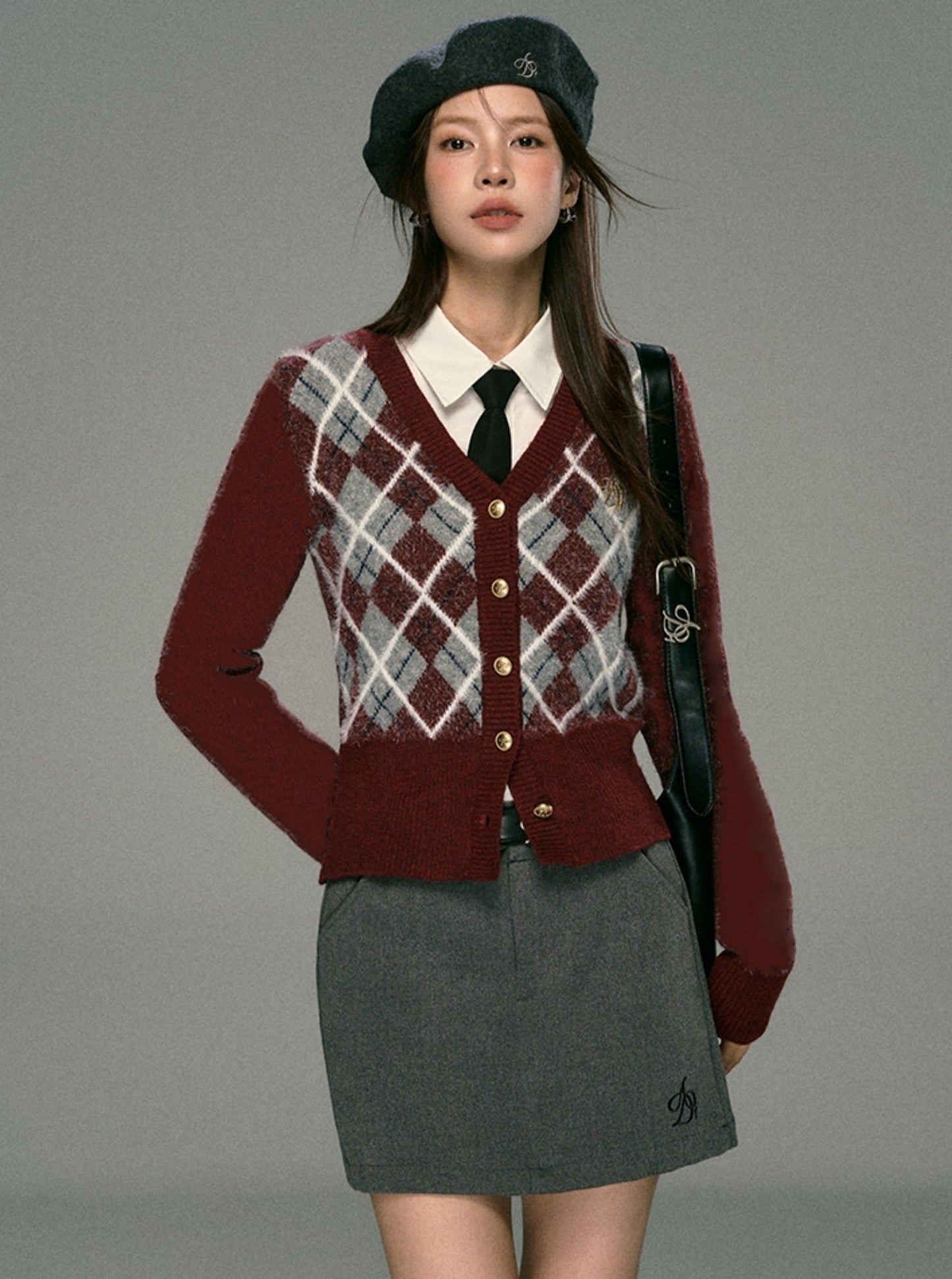 Cozy Argyle Cardigan: -inspired Cropped Sweater