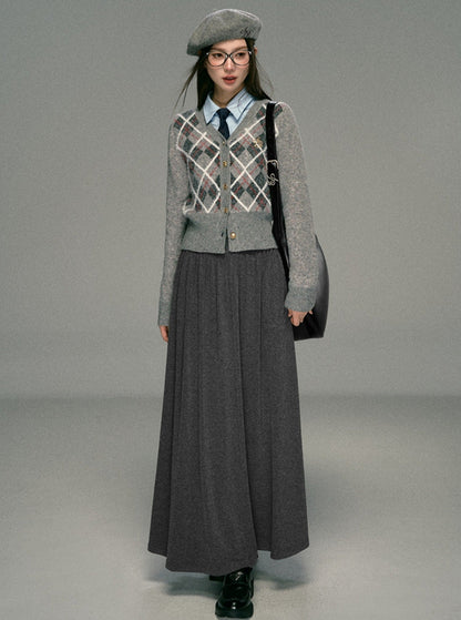 Cozy Argyle Cardigan: -inspired Cropped Sweater