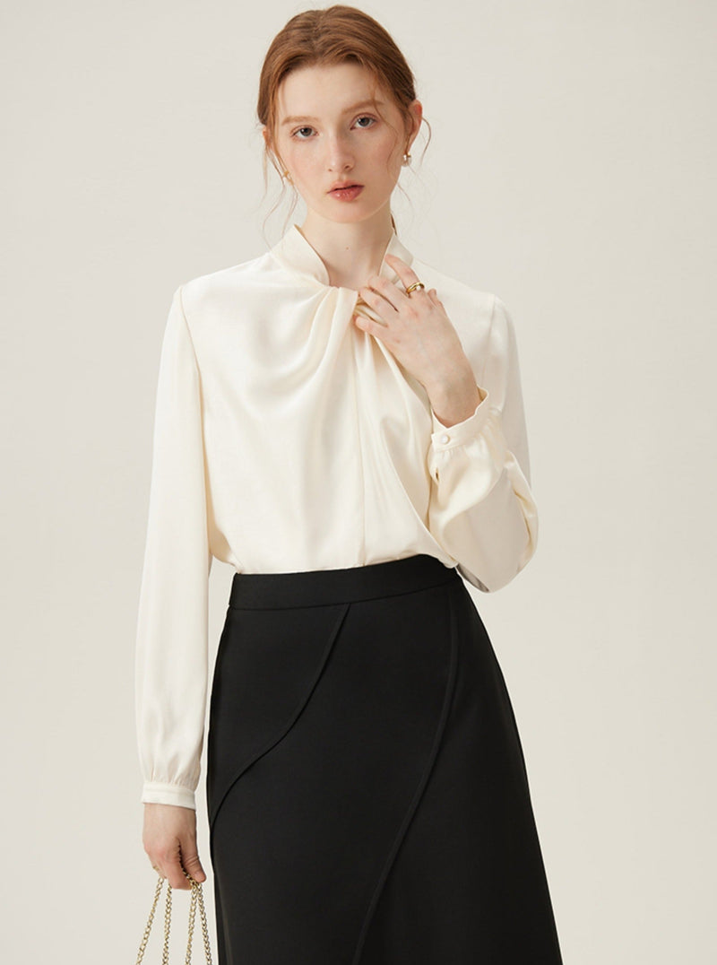 Tie-neck Long Sleeve Blouse