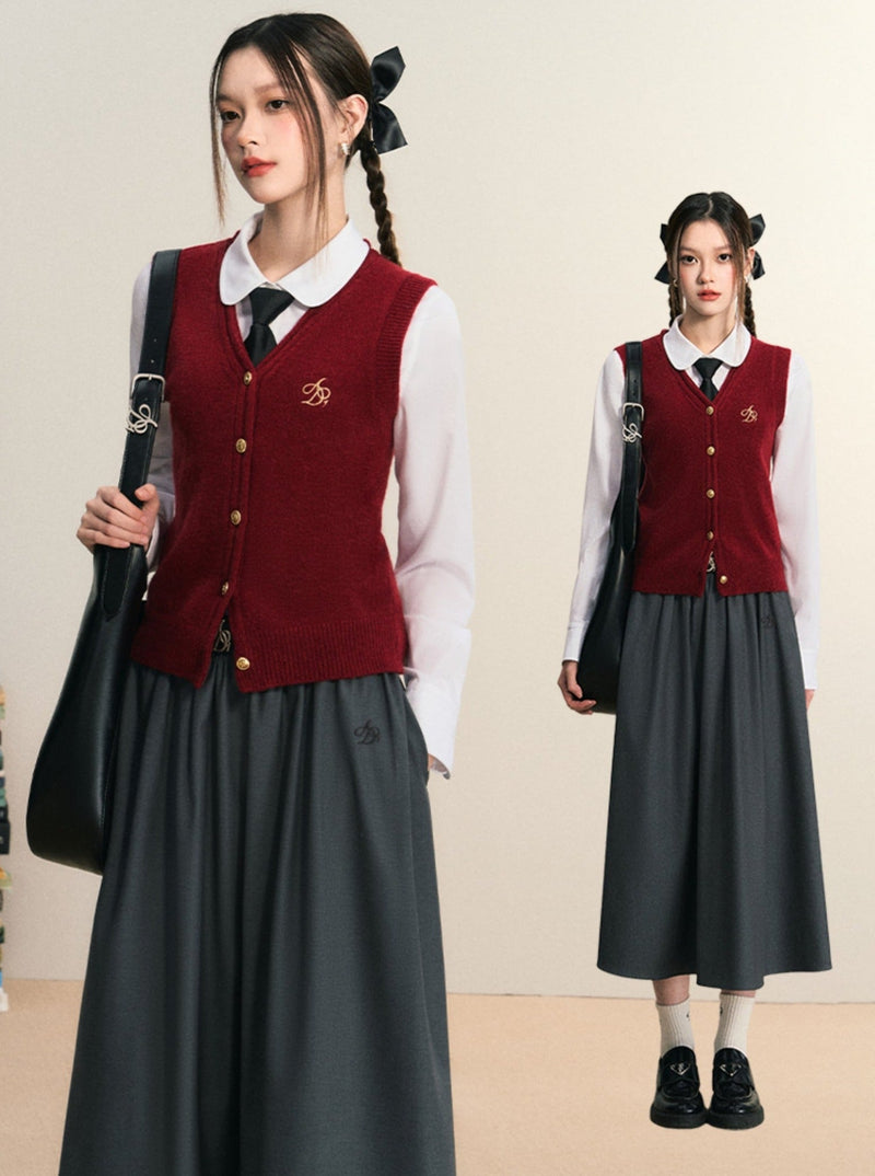 Classic Sweater Vest - Button-front Knit Sleeveless Cardigan