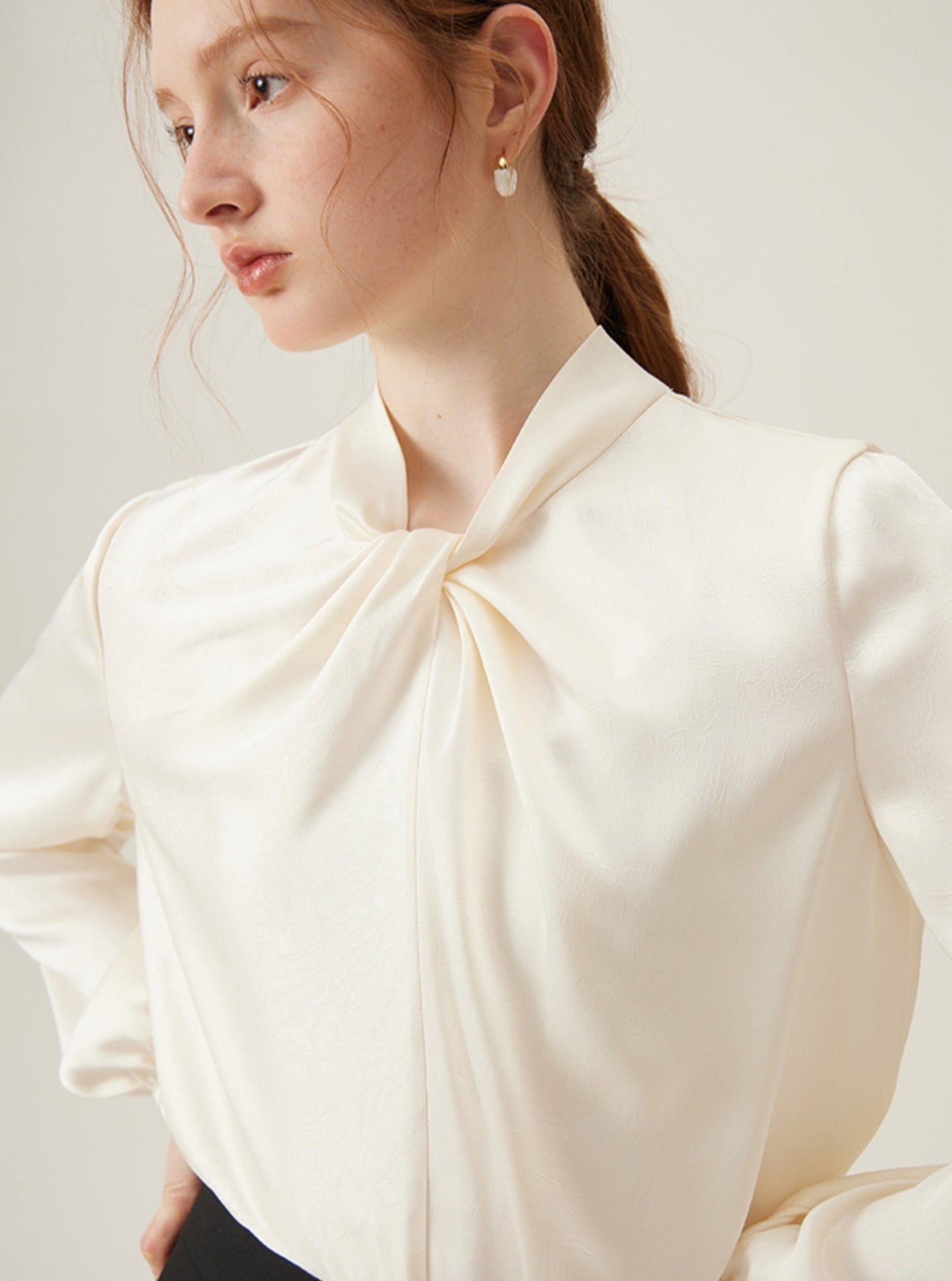 Tie-neck Long Sleeve Blouse