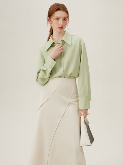 Sage Pearl Button Blouse
