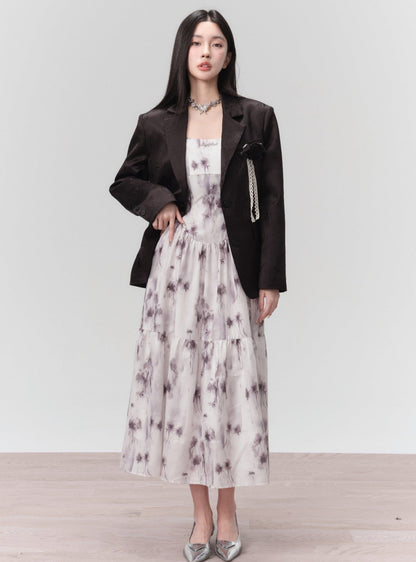 Ethereal Spaghetti Strap Midi Dress in Lavender Mist