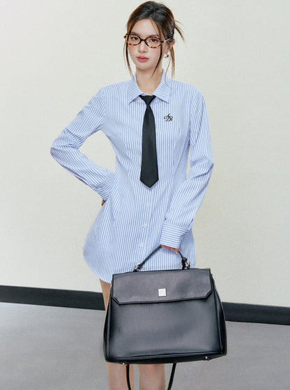 Classic Striped Button-down Shirt - Long Sleeve Fitted Collared Blouse