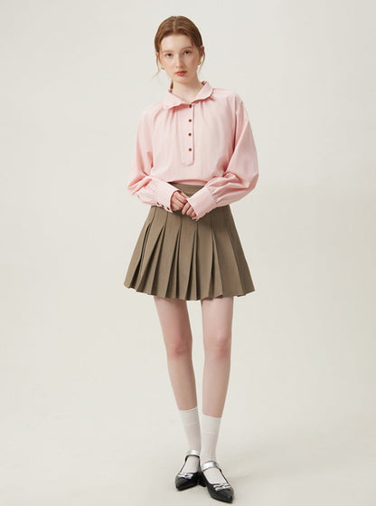 Pearl Button Collar Blouse