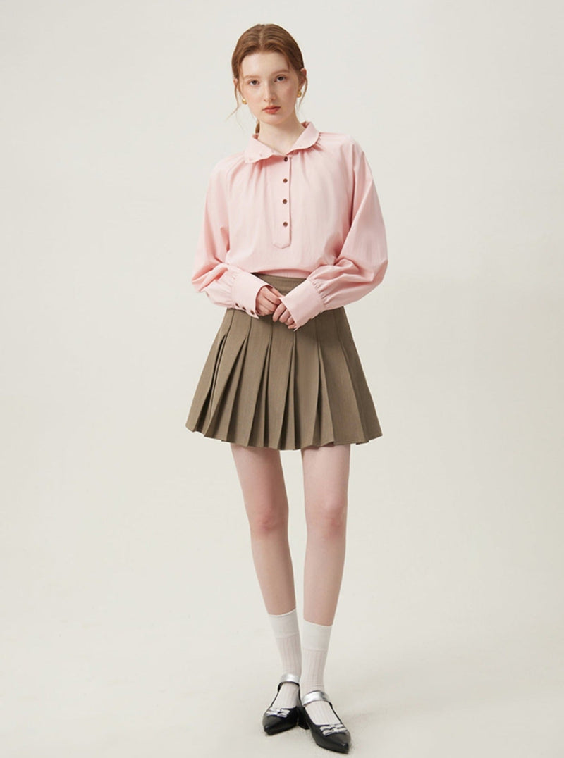 Pearl Button Collar Blouse