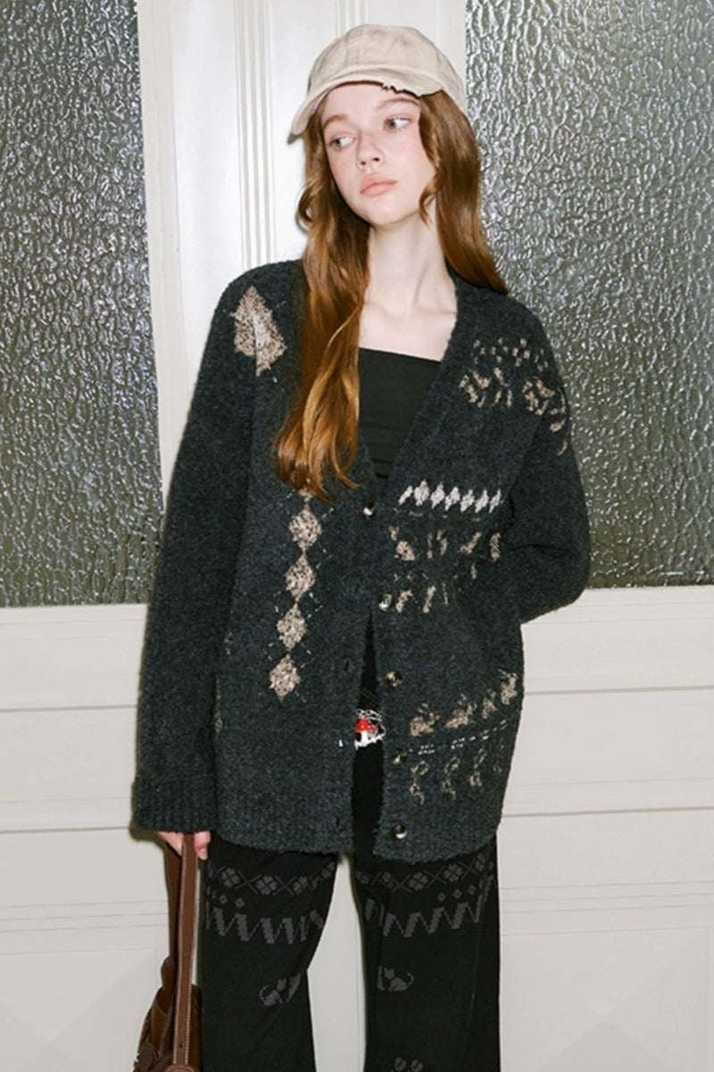 Argyle Pattern Cardigan