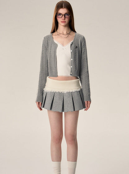 Wool Button-down Cardigan Set