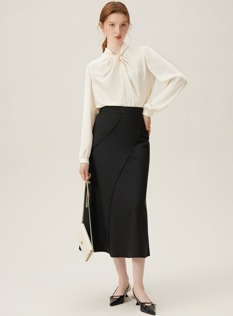 Tie-neck Long Sleeve Blouse