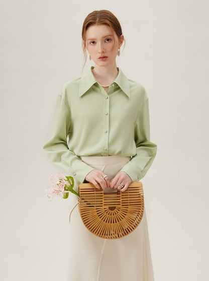 Sage Pearl Button Blouse
