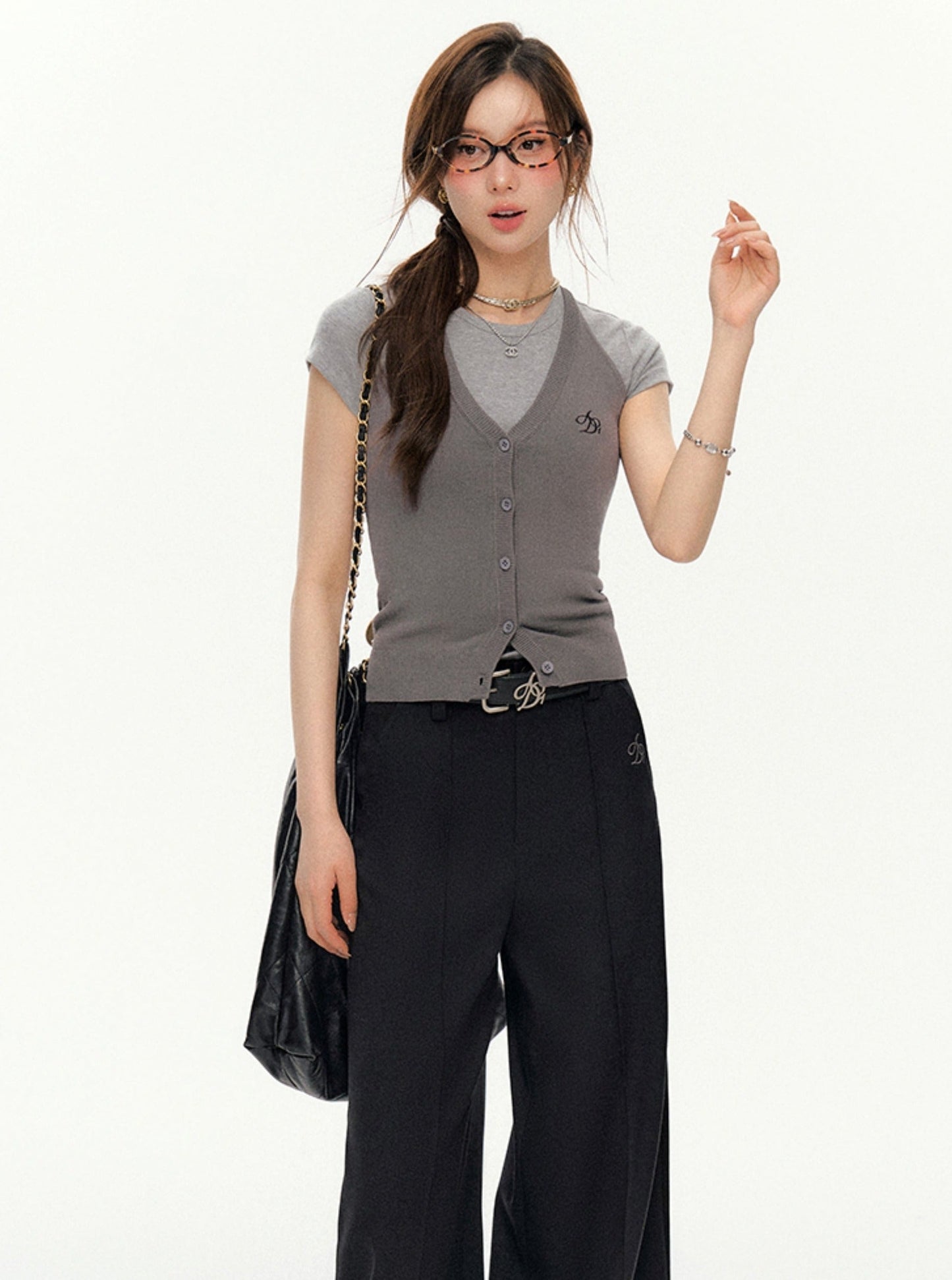 Sleeveless Ribbed Cardigan - V-neck Button-up Knit Tank Top