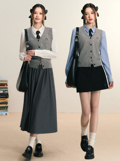 Classic Sweater Vest - Button-front Knit Sleeveless Cardigan