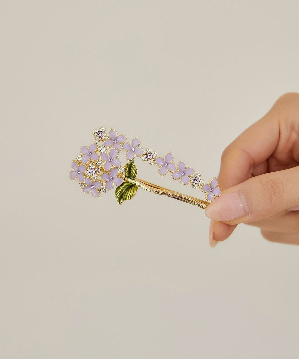 Stylish Purple Alloy Crystal Zircon Drip Glaze Hairpin