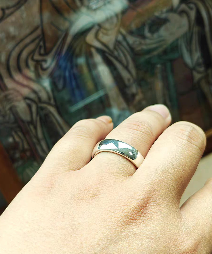 Silk Plain Ring Carving Silver Rings