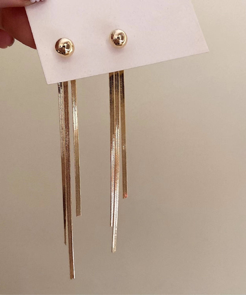 Stylish Gold Tassel Alloy Drop Earrings