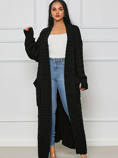 Long Length Cable Knit Cardigan Tf8521