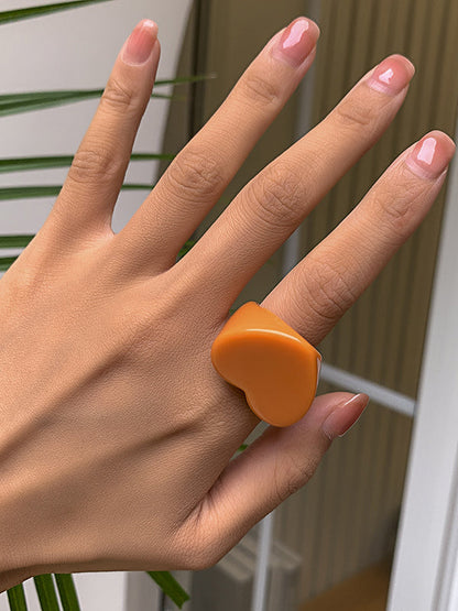 Geometric Heart Shape Color Rings Accessories