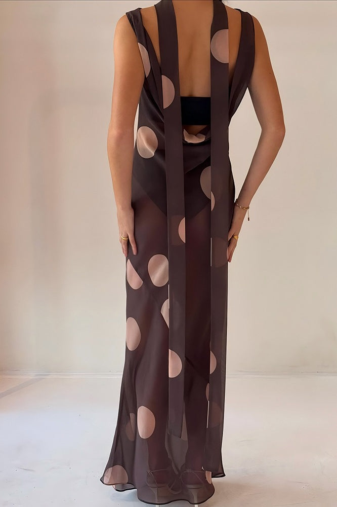 Polka Dot Sleeveless Bodycon Maxi Dress