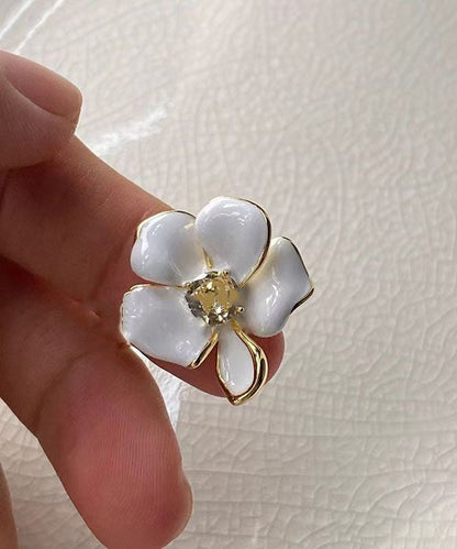 White Copper Overgild Zircon Open Rings