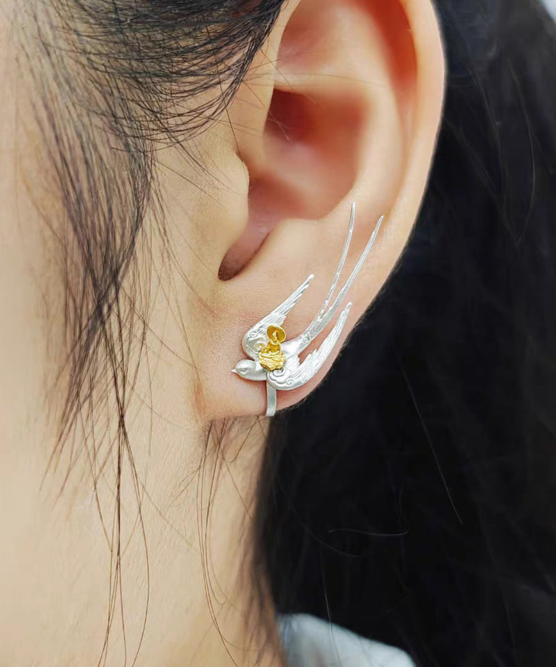 Original Silk Swallow Camel Buddha No Ear Piercings Silver Ear Clip