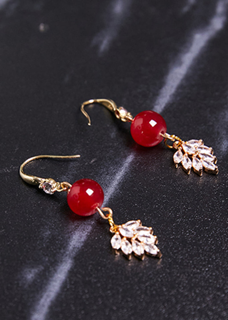 Red Gem Stone Zircon Drop Earrings