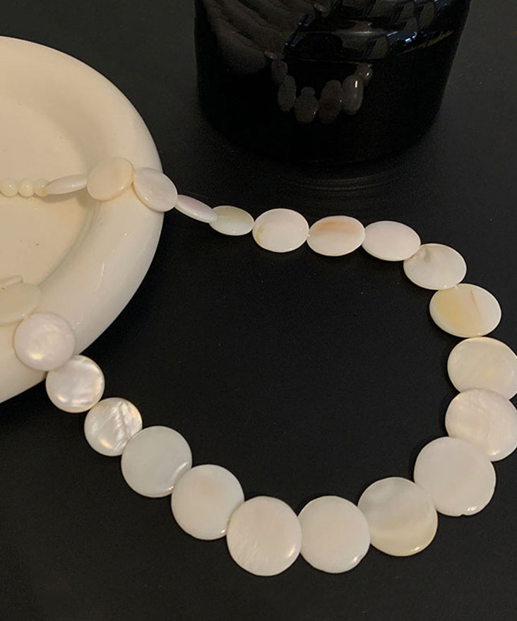 White Alloy Pearl Shell Collar Necklace