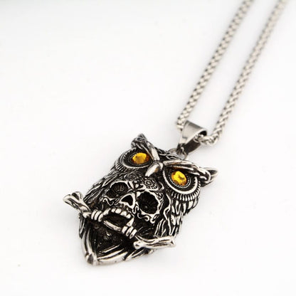 Magickal Wisdom Owl Hedden Skull Necklace