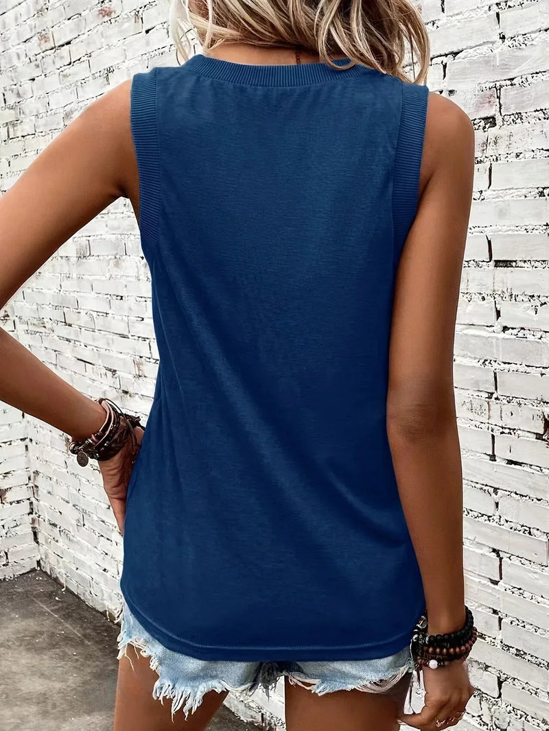 Arcadia - Airy V-neck Sleeveless Blouse