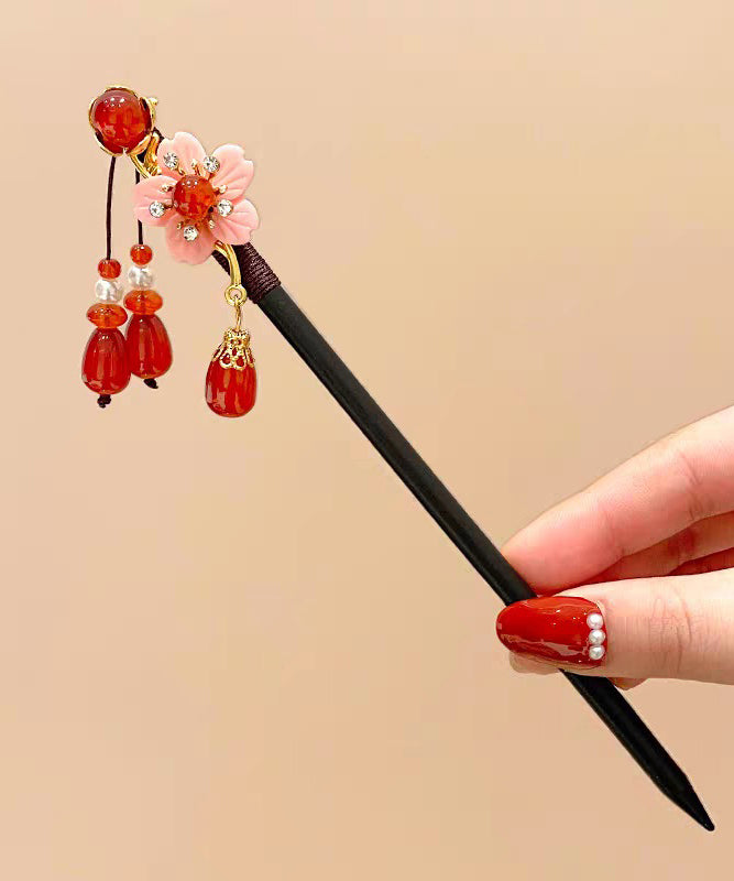 Chinese Style Black Woodiness Alloy Tassel Hairpin