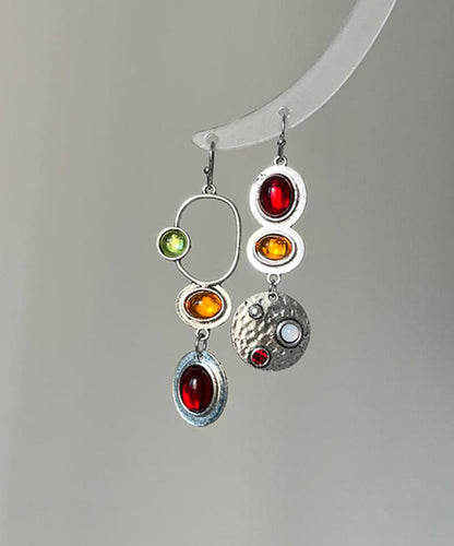 Rainbow Sterling Silver Alloy Geometry Hollow Out Drop Earrings