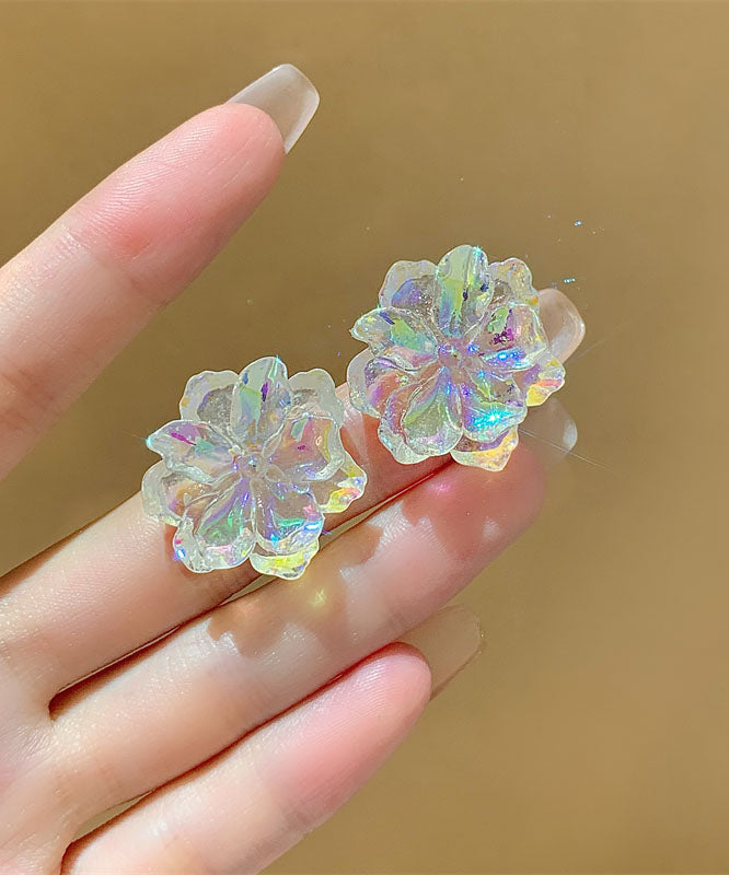 Handmade Rainbow Sterling Silver Resin Stud Earrings
