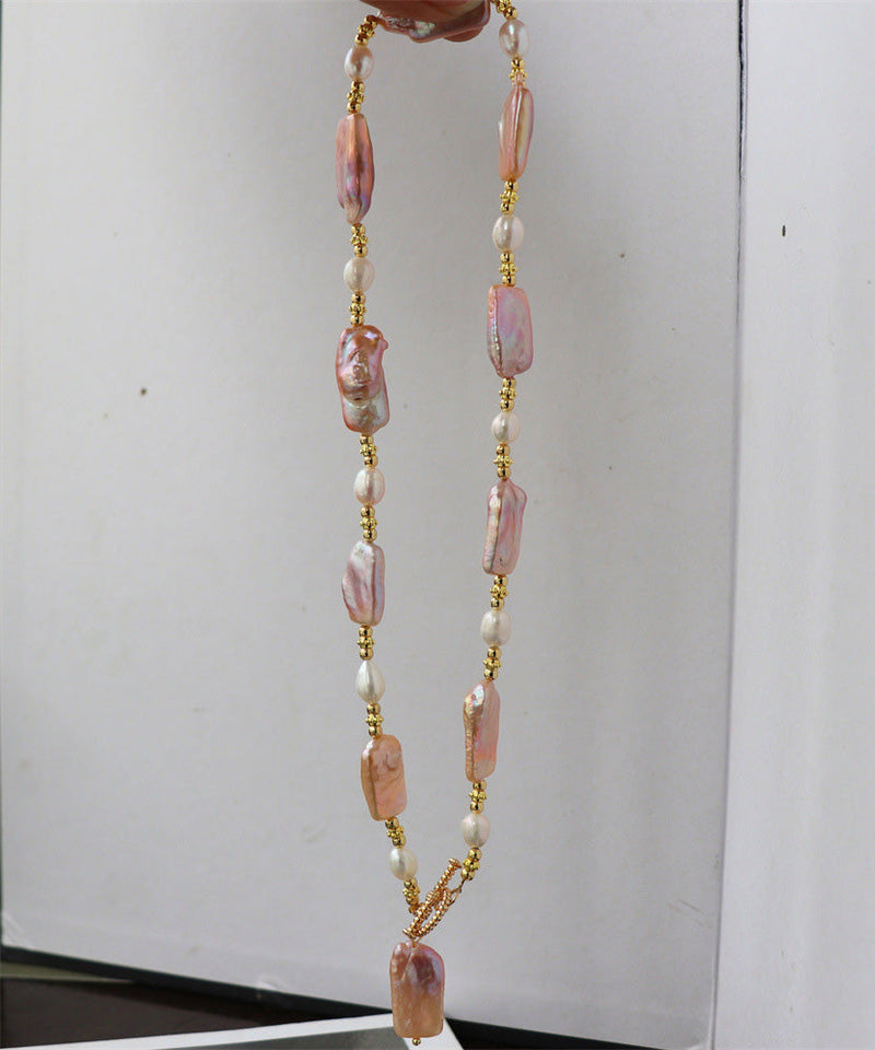 Gold Sterling Silver Alloy Pearl Pendant Necklace