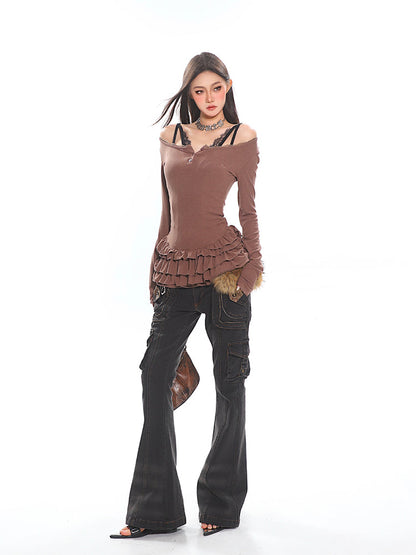 Lace Trim Ruffle Mini Dress