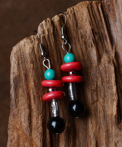 Diy Multicolor Geometry Agate Turquoise Hoop Earrings