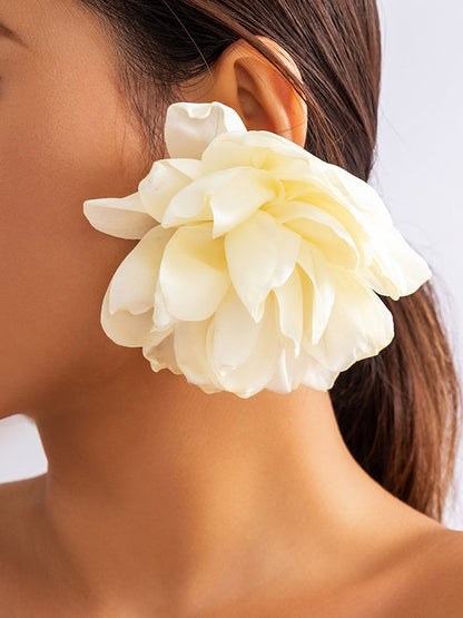 Color Three-dimensional Flower Drop Earrings