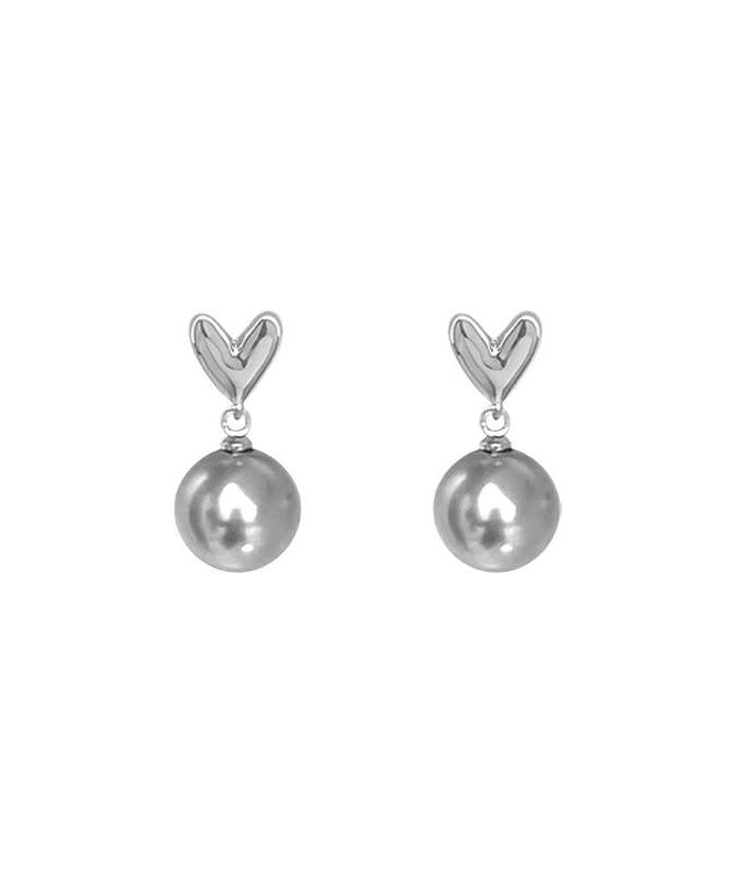 Diy Grey Sterling Silver Love Pearl Drop Earrings