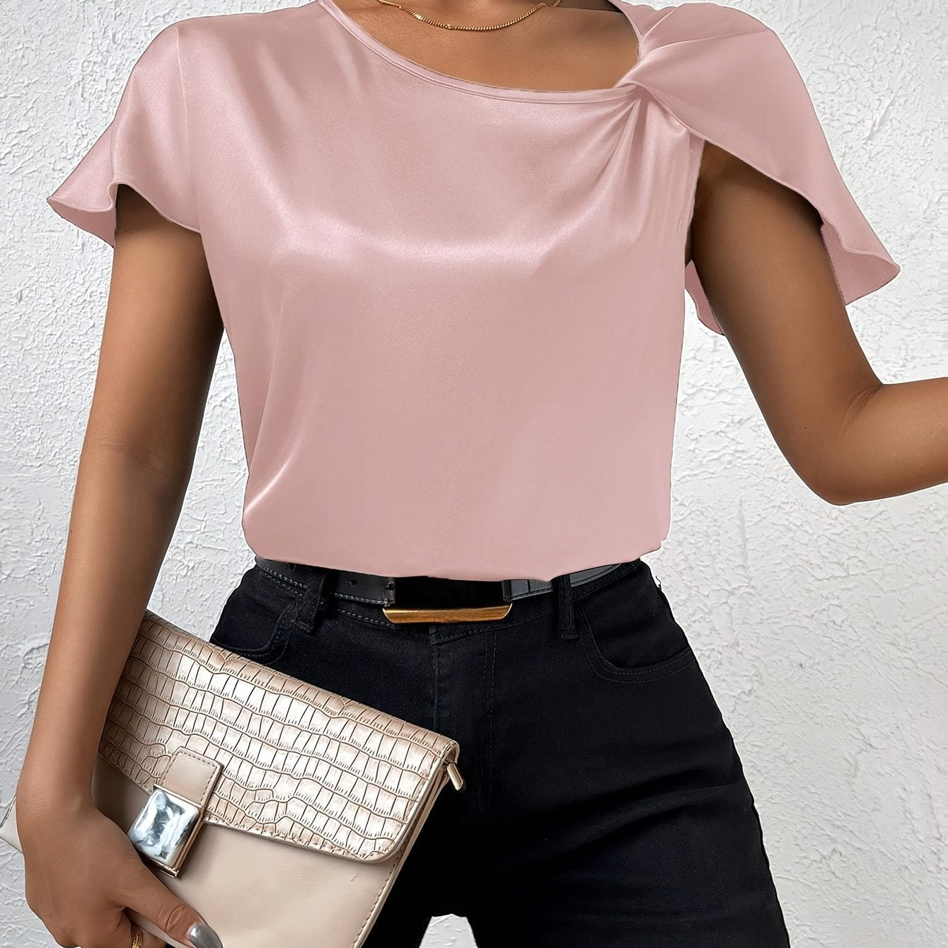 Leasa - Forward Shoulder Accent Blouse