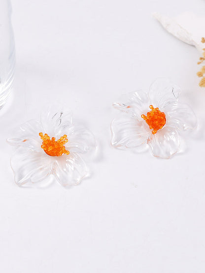 Flower Shape Slightly Sheer Earrings Accessories
