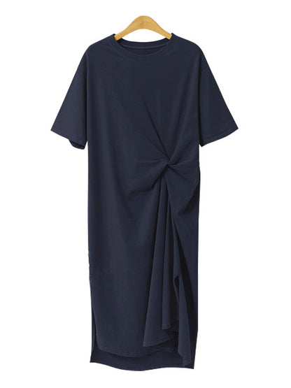 Original Color Irregularity Pleats Midi Dress