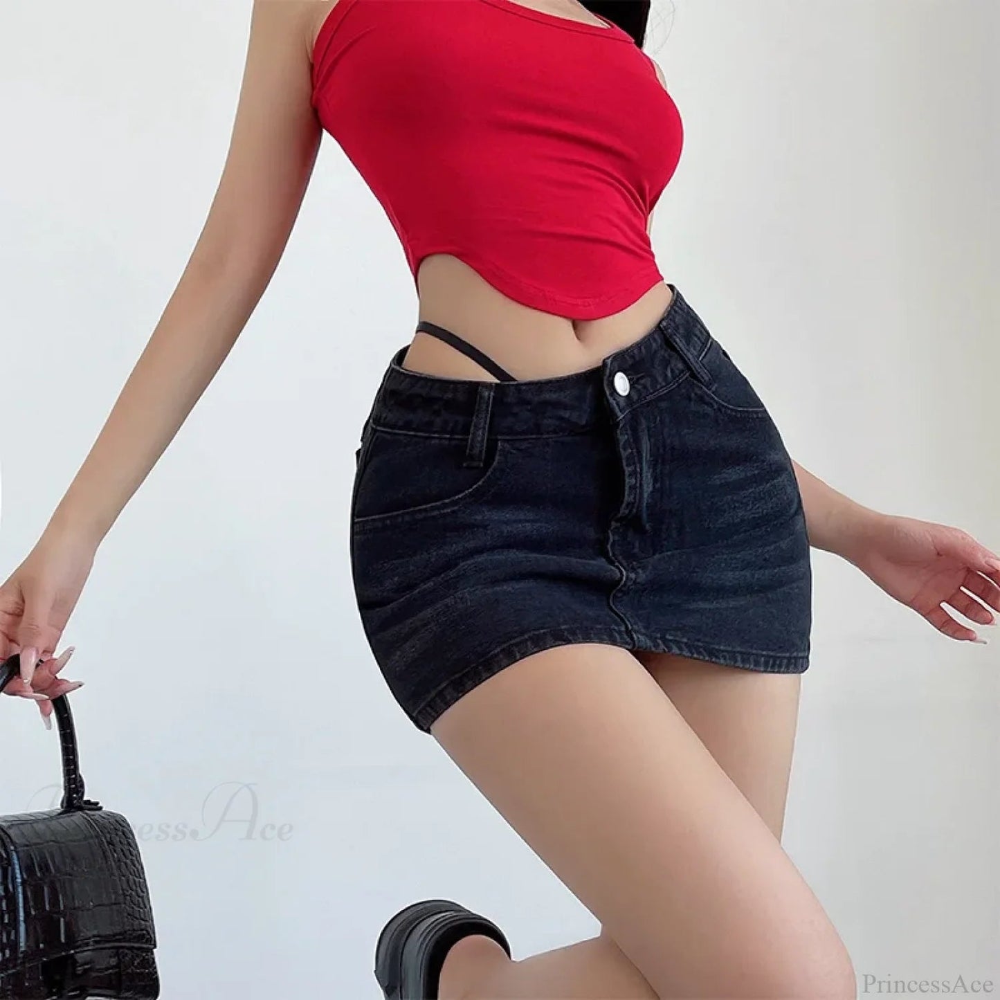 Beveled Cordage Raw Hem Skirt