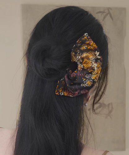 Black Copper Tiger Eye Stone Embroidery Fan-shaped Hairpin