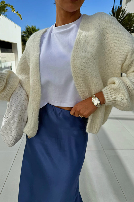 Color Long Sleeve Knitted Cardigan