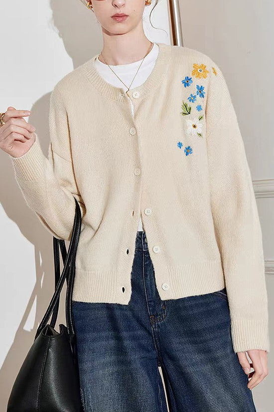 Embroidered Knit Blouse