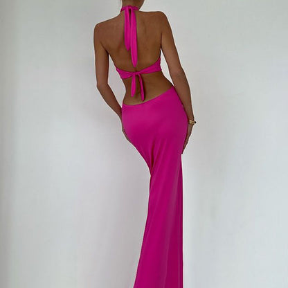 Halter Backless Holiday Maxi Dress