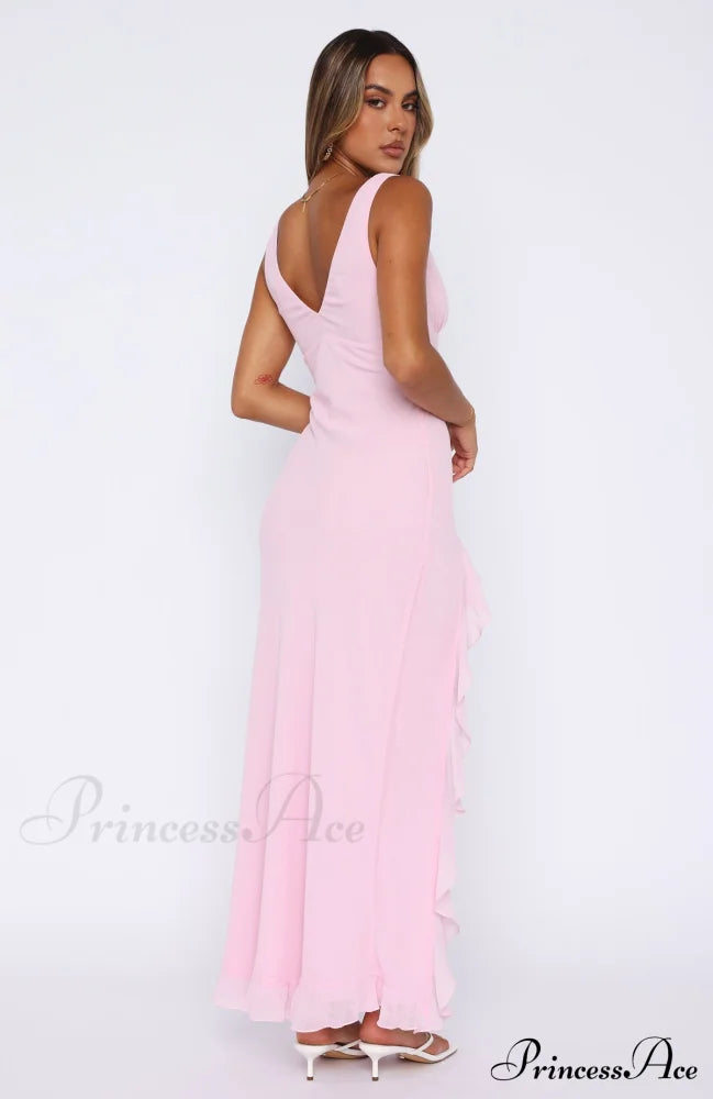 Bianca Slit Stylish Ruffled Maxi Dress
